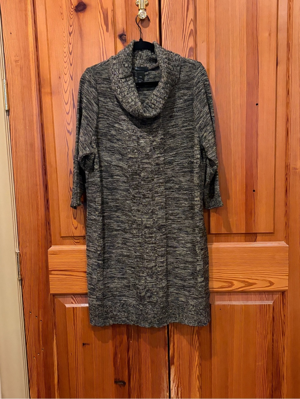 Cowl Neck Gray Marled Sweater Dress
